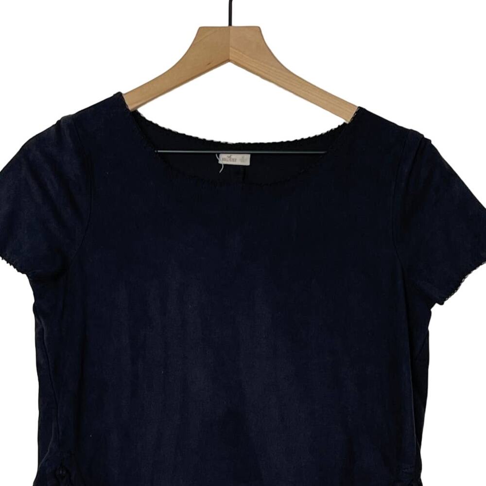 Hollister Black Tie Side Faux Suede Short Sleeve Cropped Top Size XS - Picture 3 of 10